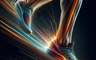 A foot mid-stride, bursting with vibrant energy and power.